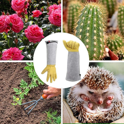 Rose Pruning Gloves for Men/Women, Long Gardening Gloves Thorn Proof, Cactus Glove, Goatskin Leather Planting Gauntlet Garden Working Glove, Gardening Gifts for Gardeners (Small)