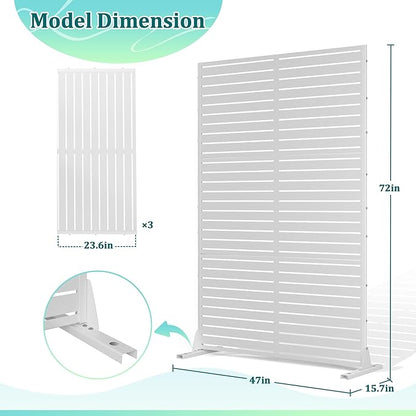 Metal Privacy Screen Outdoor Privacy Screen, Freestanding Fence Panel for Outside, 72''H×47''W, Decorative Screen Panel for Backyard/Patio/Deck
