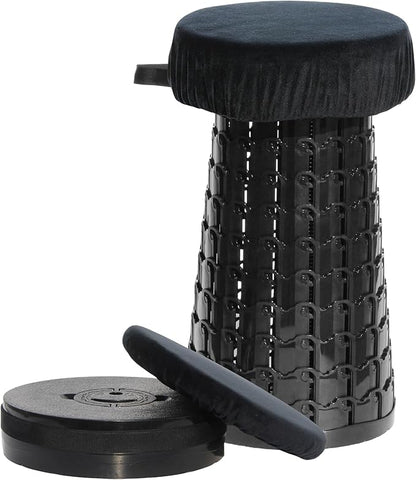 ALEVMOOM Upgraded 19.7" Collapsible Stool Portable + 1.38" Thicker Cushion, Telescoping Folding Seat for Adults, 1000lbs Max Weight, Heavy Duty Portable Chair for Outdoor Travel&Camping