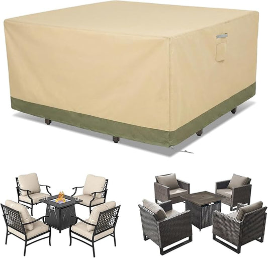 COWVIE Square Outdoor Furniture Cover for Sectional Sofa Set, 600D Waterproof Patio Set Cover for Lawn General Purpose Table and Chairs, 66''L x 66''W x 32''H