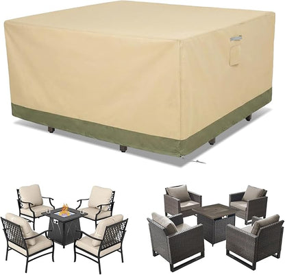 COWVIE Square Outdoor Furniture Cover for Sectional Sofa Set, 600D Waterproof Patio Set Cover for Lawn General Purpose Table and Chairs, 86''L x 86''W x 32''H