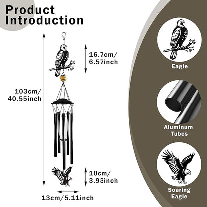 Large Wind Chimes for Outside Deep Tone - 40" Bald Eagle Windchimes Outdoors for Backyard Balcony Porch Home Decor,Memorial Metal Wind Chime Best Gifts for Women/Men Friend Birthday Holiday