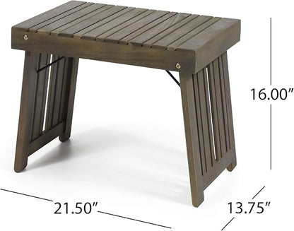Christopher Knight Home Howard Outdoor Acacia Wood Folding Side Table, Gray Finish