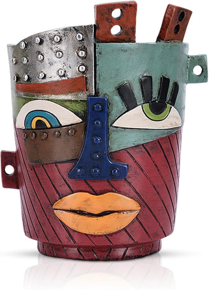 Colorful Face Planters Pots Head with Drainage Resin Large Decorative Plant Pots, Unique Planters for Indoor Plants and Outdoor Patio Flower Pot Funny Garden Succulents Pot
