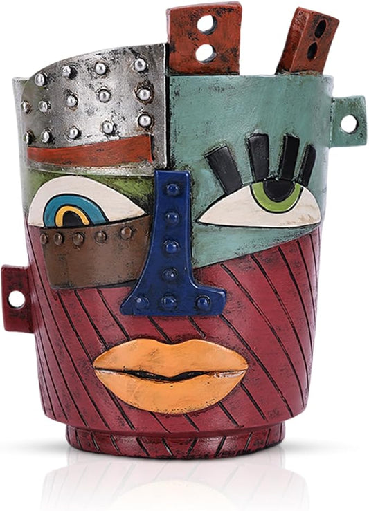Colorful Face Planters Pots Head with Drainage Resin Large Decorative Plant Pots, Unique Planters for Indoor Plants and Outdoor Patio Flower Pot Funny Garden Succulents Pot