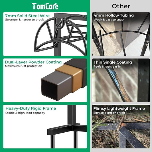 TomCare Garden Hose Holder Heavy Duty Water Hose Holder Holds 160 FT Hoses Freestanding Hose Reel Outdoor Hoses Storage Hanger for Outside Yard