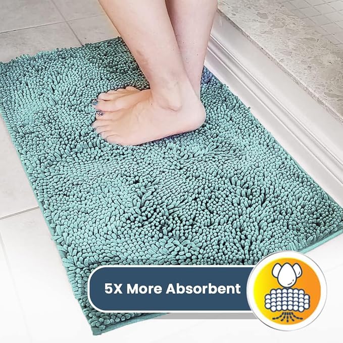 Muddy Mat® | Super Water Absorbent Door Mat Indoor, Microfiber Quick Dry Chenille Entryway Rug, Slip Resistant Front Door Mat, Indoor Mats for Entryway, Machine Washable Pet Rug, Sea Green 3ft x 3ft