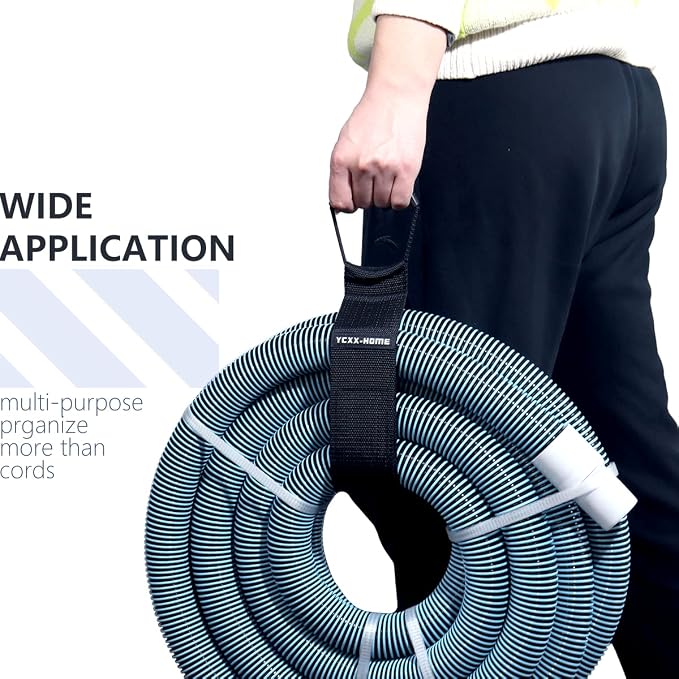 2 PCS Heavy Duty Cord Storage Wrap Holder Extension Hook and Loop Cord Hose Organizer Strap with Carrying Handle for Cords Garden Hose Swimming or Garage Tool (LARGE-28'')