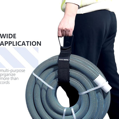 2 PCS Heavy Duty Cord Storage Wrap Holder Extension Hook and Loop Cord Hose Organizer Strap with Carrying Handle for Cords Garden Hose Swimming or Garage Tool (LARGE-28'')