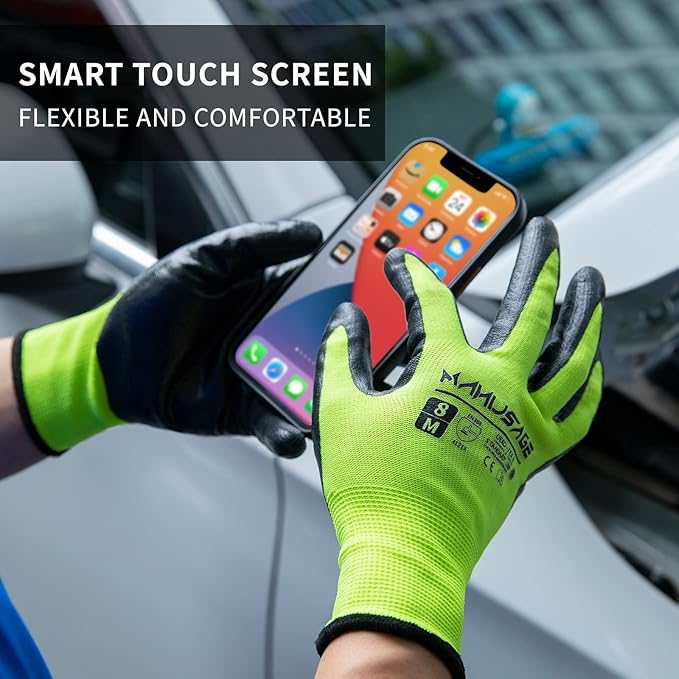 Safety Work Gloves - Protective Glove for Men & Women - Ultrathin Hand Protection - For Construction, Gardening, Landscaping - Yellow - Size M - 24 Pairs