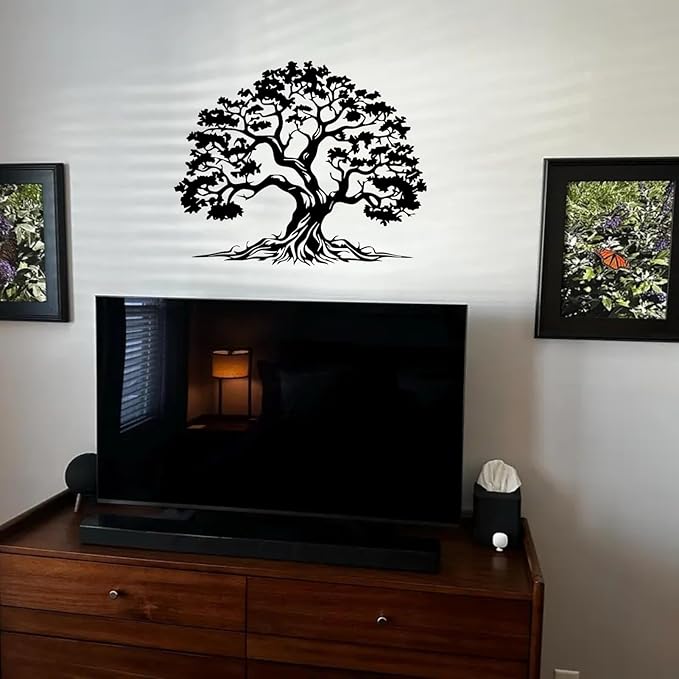 Bisamu Metal Tree Wall Art, Large Tree of Life Decor,Graceful,Black Metal Wall Art,Nature,Life Growth,Outdoor Decoration (39" x 32" | 100 x 81cm)