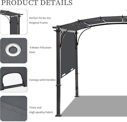 Pergola Canopy Replacement Cover for Lowe's Allen + Roth 10x10 Ft Freestanding Pergola, 200" x 103" Shade Cover, Compatible with Model #L-PG152PST-B,Cover Only (Dark Gray)