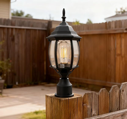 17” Black Outdoor Post Light Fixture, Pole Mount Outside Light for Garden Entrance Driveway Black Pillar Lantern 17 Inch Pier Mount Outdoor Lamp Post for Front Yard