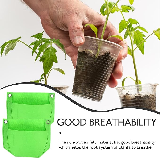3pcs Hanging Strawberry Planter Bags Fabric Nursery Pouch Vertical Garden Grow Bags for Seedlings Balcony Patio Planting