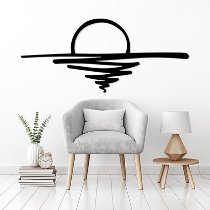Sunrise Metal Wall Art, Sunset Metal Wall Decor for Living Room, Sunshine Line Art Home Decor Outdoor Indoor, Sun Design Modern Artwork for Walls, Abstract Sunset Wall Decor, Housewarming Gifts