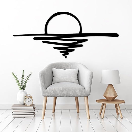 Sunrise Metal Wall Art, Sunset Metal Wall Decor for Living Room, Sunshine Line Art Home Decor Outdoor Indoor, Sun Design Modern Artwork for Walls, Abstract Sunset Wall Decor, Housewarming Gifts