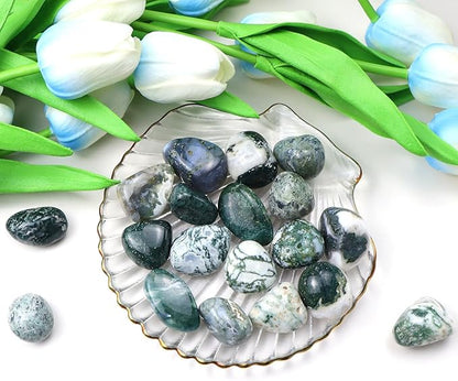 QINJIEJIE 0.9LBS Aquatic Agate Polished Stones Tumbled Crystals Bulk Gemstones Healing Crystal Rocks Set Decorative Landscape Quartz Bottom Decoration Reiki Natural Stone for Vase Meditation Gifts