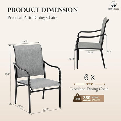 HERA'S HOUSE Patio Dining Chairs Set of 6, Outdoor Textilene Dining Chairs with Armrest, All-Weather Breathable Garden Outdoor Chairs for Lawn Backyard Deck Front Porch