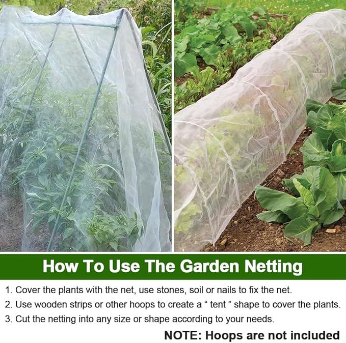 Garden Netting, 10x20Ft Plant Covers Ultra Fine Mesh Netting Pest Barrier Protection Bird Mosquito Net Plants Cover for Vegetables Fruits Flowers Crops Garden