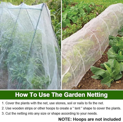 Garden Netting, 10x20Ft Plant Covers Ultra Fine Mesh Netting Pest Barrier Protection Bird Mosquito Net Plants Cover for Vegetables Fruits Flowers Crops Garden