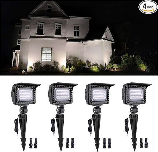 Gardenreet LED Outdoor Flood Lights - 7W 12V Wall Wash Lights, Low Voltage Landscape IP65 Waterproof Wide Beam, Angle Adjustable Hardwired Aluminum Brown for Garden Yard Tree Wall 4 Pack
