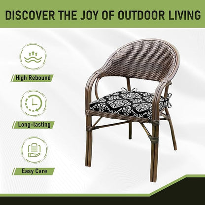 Basic Beyond Outdoor Chair Cushions Set of 4, Outdoor Cushions for Patio Furniture, Water Resistant Patio Chair Cushions with 2 Ties, 17x16x2, Medallion