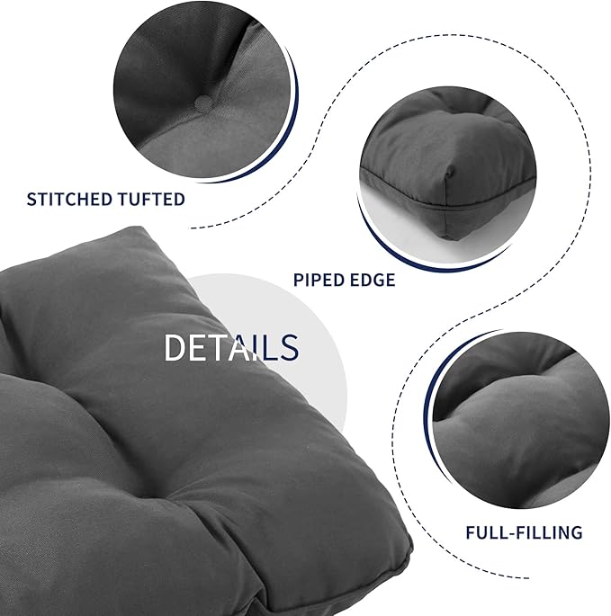 IPYNBAP Outdoor Bench Cushion, 59x18x5 Inch, Waterproof Bench Cushion for Outdoor/Indoor Furniture, Tufted Patio Bench Seat Cushion, Fade Resistant Outdoor Cushions for Porch Swing Couch, Dark Grey