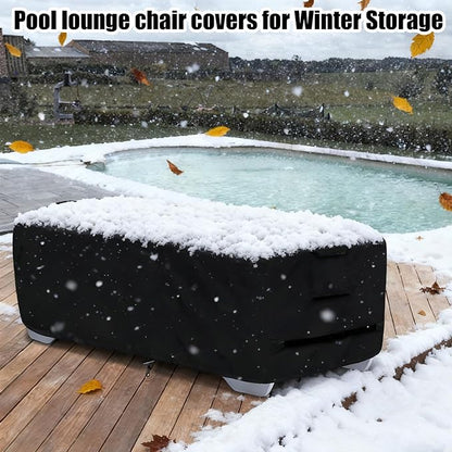 Outdoor Chaise Lounge Cover for 2-3 Stackable Chaise Lounge Chairs, Waterproof, Durable Polyester Fabric, 80 inch Patio Stackable Chaise Lounge Chairs Cover for Pool Lounge Chair Winter Storage, Black