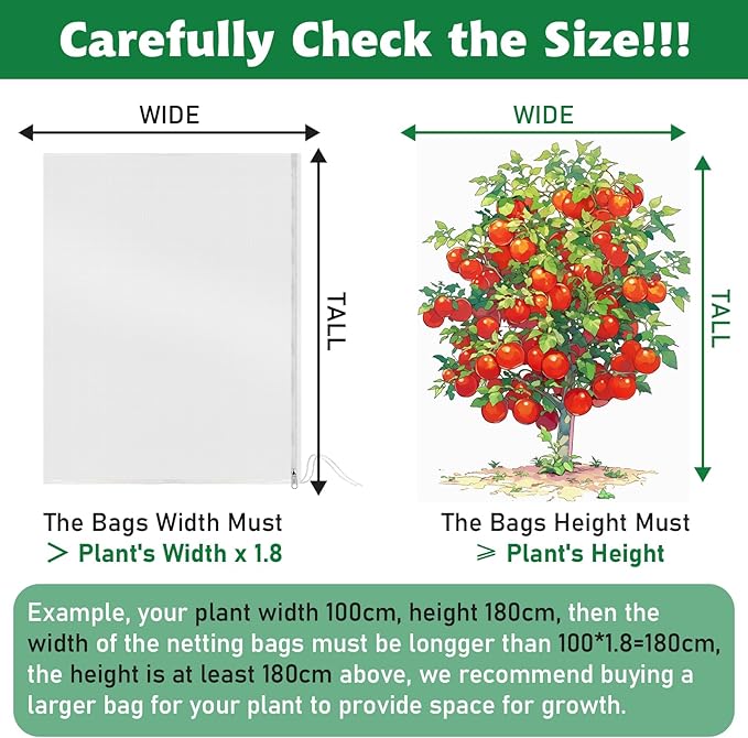 Evoio Bird Netting for Garden Plant Fruit Tree Protection 8 x 10 ft Large Blueberry Bushes Netting Covers Bags with Zipper, Shrubs Bush Tomato Strawberry Berry Barrier Mesh Cover Net Protector