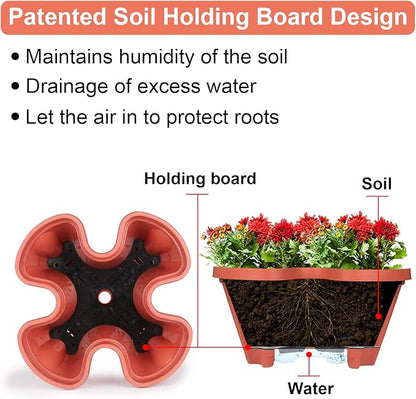 GameXcel Vertical Planter 3 Tier Stackable Planters Garden Planters Strawberry Herb Flower and Vegetable Planter Indoor Outdoor Gardening Pots with Removable Wheels and Tools