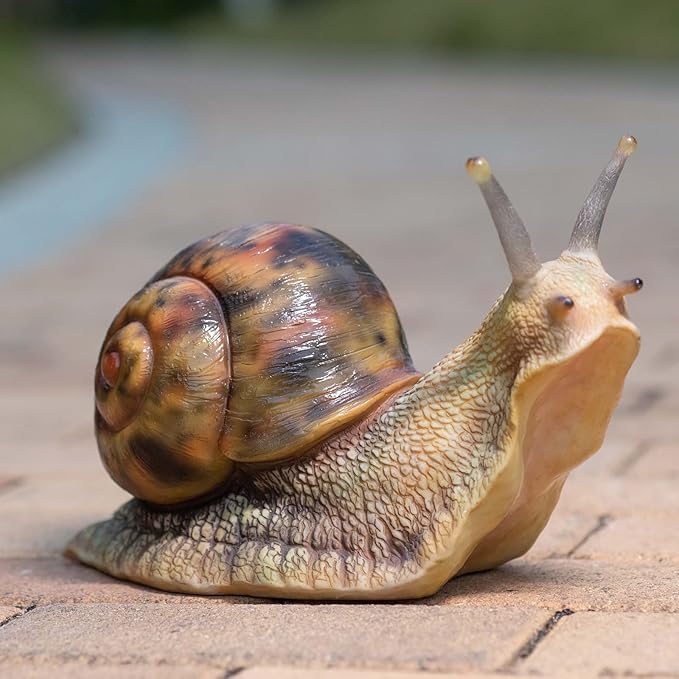 Garden Snail Figurine - Resin Sculpture, Snail Decor, Suitable for Outdoor Pond Garden Lawn Landscape Decoration, Unique Home Decor(7 inches)