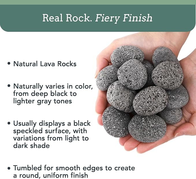 Black Lava Rocks for Fire Pit - 3 to 5 inch 20 lbs - Gas Fireplace Rocks - Black Lava Rock for Propane Fire Pit - Decorative Lava Stone Volcanic Rock for Outdoor & Indoor Gas Fireplace