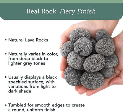 Black Lava Rocks for Fire Pit - 1 to 2 inch 10 lbs - Gas Fireplace Rocks - Black Lava Rock for Propane Fire Pit - Decorative Lava Stone Volcanic Rock for Outdoor & Indoor Gas Fireplace