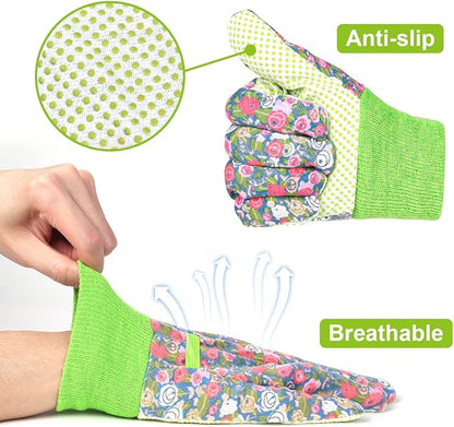 Ainiv Floral Gardening Gloves for Women/Ladies, Non-Slip Garden Work Gloves,Breathable Yard Work Glove Light Working Gloves