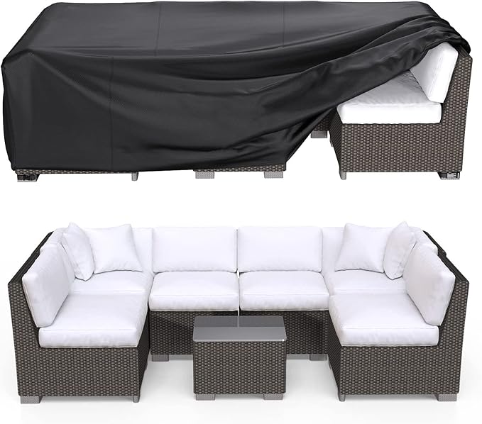 Patio Furniture Covers, Heavy Duty Outdoor Furniture Cover Waterproof, Sectional Sofa Set Covers Table and Chair Set Cover 111" L × 74" W × 28" H