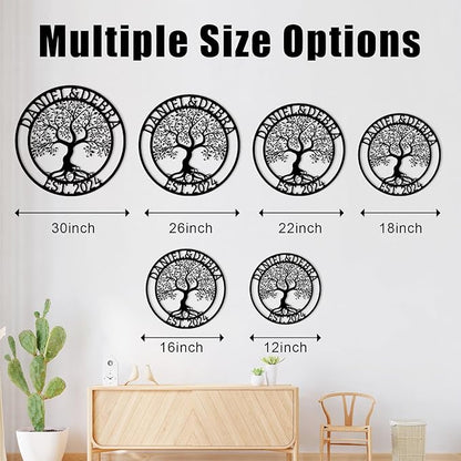 Customized Tree of Life Wall Art, Personalized Last Name Decor, Outdoor Balcony Metal Sign, Monogram Wall Art