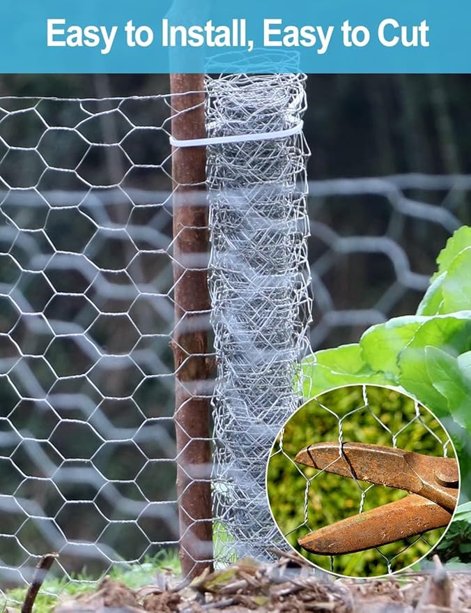 TOYPOPOR Chicken Wire 16'' x 190''/16ft(40cm x 5m), Outdoor Anti-Rust Hexagonal Galvanized Chicken Wire Mesh Fencing to Protect Gardening Plants Vegetables Flowers Fruits from Dogs Rabbits Squirrels