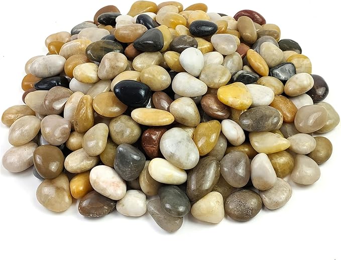 YISZM River Rocks for Landscaping, Natural Polished Pebbles for Indoor Plants, Small Decorative Mixed Color Stones for Vase Fish Tank Aquariums Landscaping Garden, 20lbs