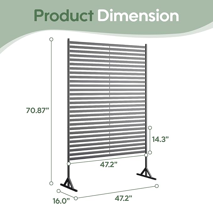 Outdoor Privacy Screens Freestanding, 72" H×48" W Metal Privacy Fence Screen for Outside, Rustproof Privacy Panels Privacy Wall, Decorative Fences for Patio, Deck, Lawn Garden, Backyard