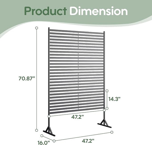Outdoor Privacy Screens Freestanding, 72" H×48" W Metal Privacy Fence Screen for Outside, Rustproof Privacy Panels Privacy Wall, Decorative Fences for Patio, Deck, Lawn Garden, Backyard