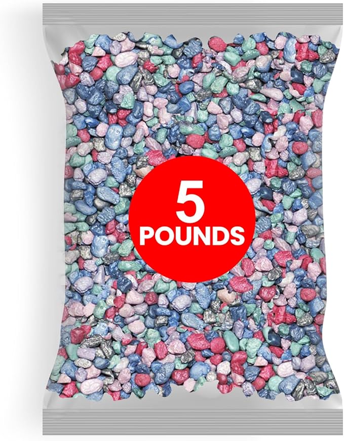 Hygloss Products Bag 'O Craft Pebbles - Mini Rocks - Arts and Crafts - Aquariums - Outdoor and Indoor Home Decor - Rainbow Frost - Assorted Colors - 80 oz.
