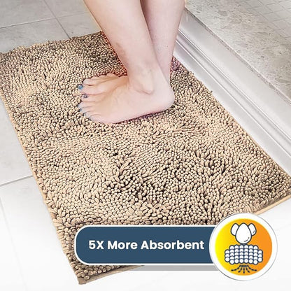 Muddy Mat® | Super Water Absorbent Door Mat Indoor, Microfiber Quick Dry Chenille Entryway Rug, Slip Resistant Front Door Mat, Indoor Mats for Entryway, Machine Washable Pet Rug, Beige 32" x 70"