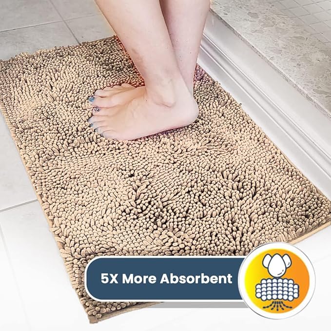 Muddy Mat® | Super Water Absorbent Door Mat Indoor, Microfiber Quick Dry Chenille Entryway Rug, Slip Resistant Front Door Mat, Indoor Mats for Entryway, Machine Washable Pet Rug, Beige 24" x 40"