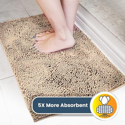 Muddy Mat® | Super Water Absorbent Door Mat Indoor, Microfiber Quick Dry Chenille Entryway Rug, Slip Resistant Front Door Mat, Indoor Mats for Entryway, Machine Washable Pet Rug, Beige 24" x 40"