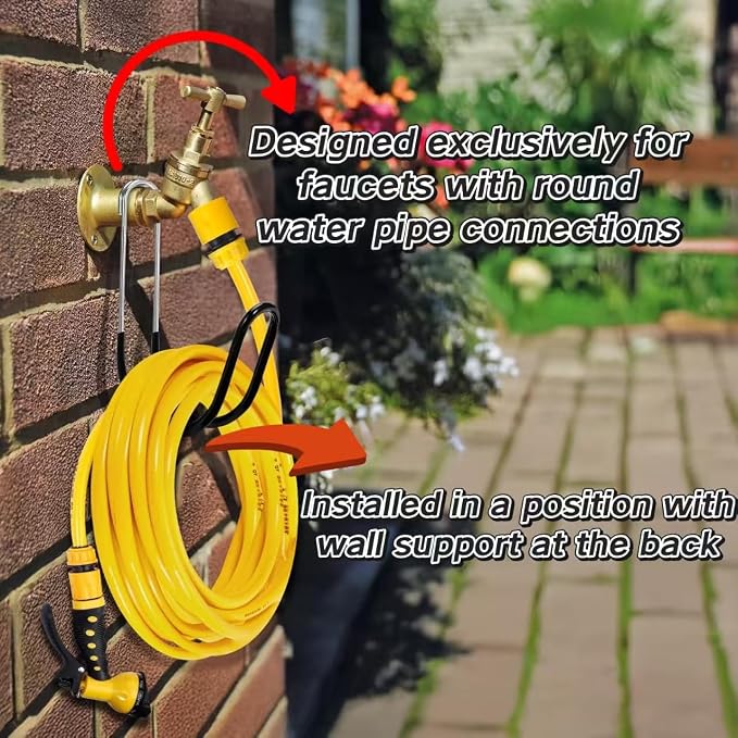 Garden Hose Holder Water Hose Hanger Wall Mounted,304Stainless Steel Solid Hose Hook Holds Up to 50Ft Garden Hose, Expandable Hose, Water Hose(Black Paint 2pcs)
