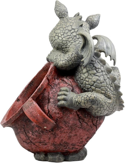 Ebros Gift Set of Two Playful Climbing Dragon Babies Planter Pot Mythical Fantasy Home Patio Garden Decor Resin Statue