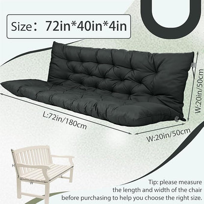 2/3 Seater Swing Replacement Cushion, Waterproof Porch Swing Cushions with Backrest, Thickened Bench Cushions for Outdoor Furniture, for Outdoor Patio Swing (Dark Grey, 71 * 40in)