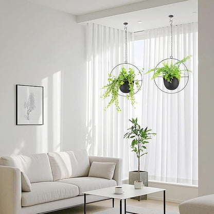 Metal Hanging Planters, Indoor and Outdoor Hanging Planter, Wall Planters with Mid Century Holder, Extra Chain, Hooks for Modern Home Décor