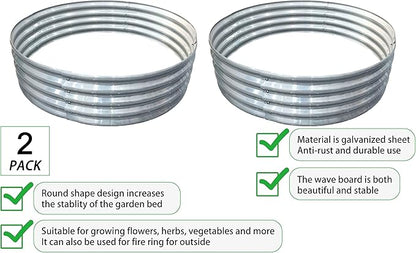 Raised Garden Bed Planter 2 Pack Round 4ft for Outdoor for Vegetable Flower