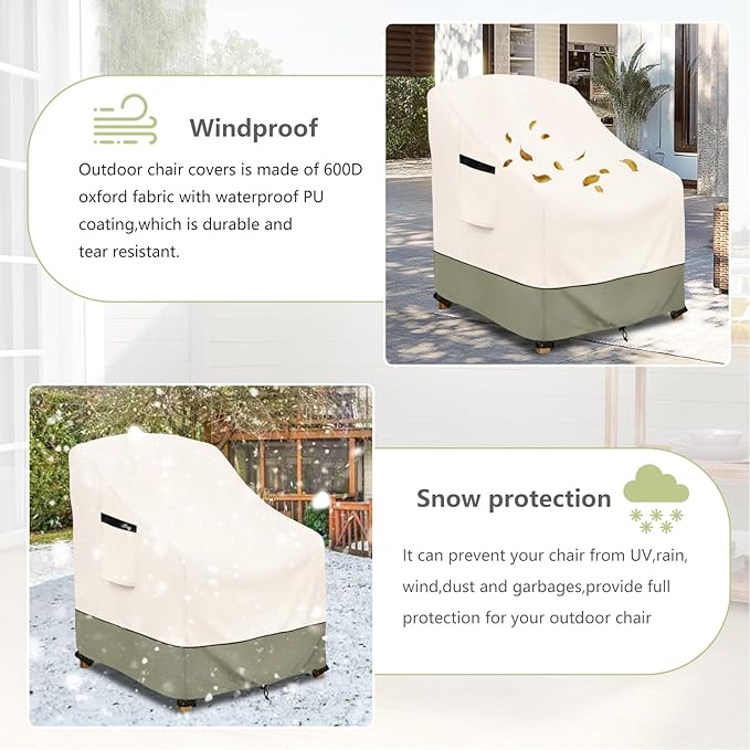 Outdoor Chair Covers 28" W x 30" D x 32" H,600D Heavy Duty Waterproof Patio Chair Cover,Outdoor Furniture Covers for Lawn/Garden Chiar
